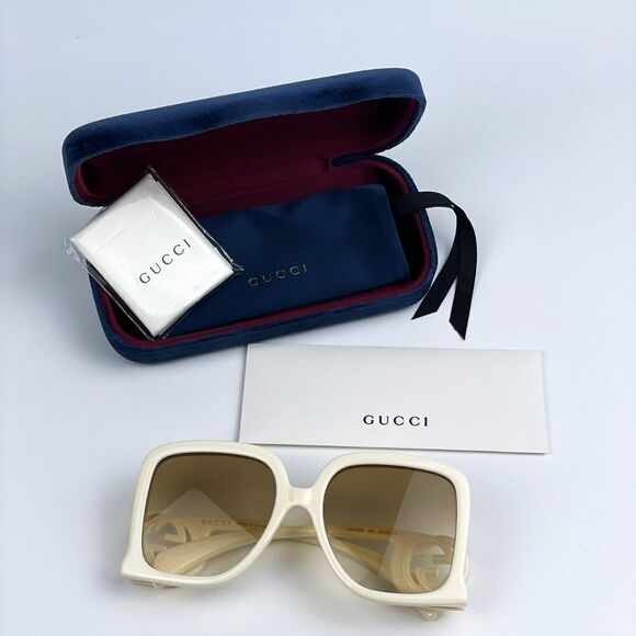 NEW Gucci GG1326S 002 Ivory Brown Gradient Oversized Square Women Sunglasses main image 9